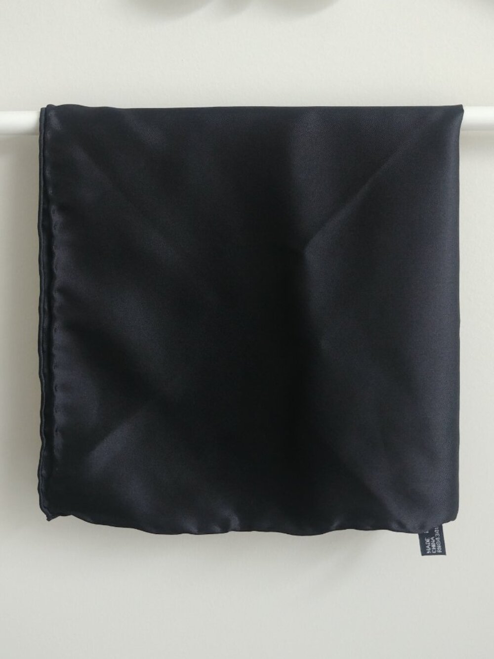 100% silk hand rolled black pocket square